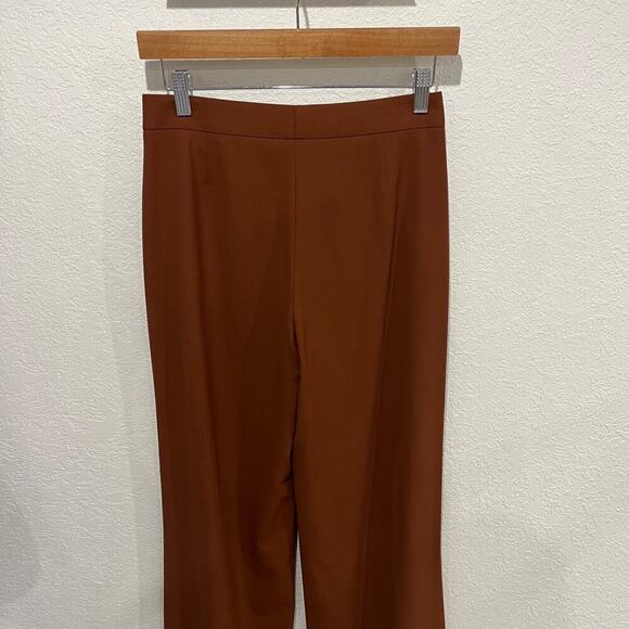 Theory Stretch Wool High Slit Trouser Pant Rust Women's 0 Wide Leg Pant - Picture 4 of 10